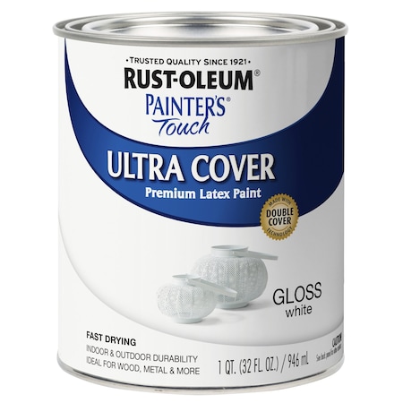 RUST-OLEUM Painter's Touch Ultra Cover Multi-Purpose Paint, Gloss White, Quart 1992502